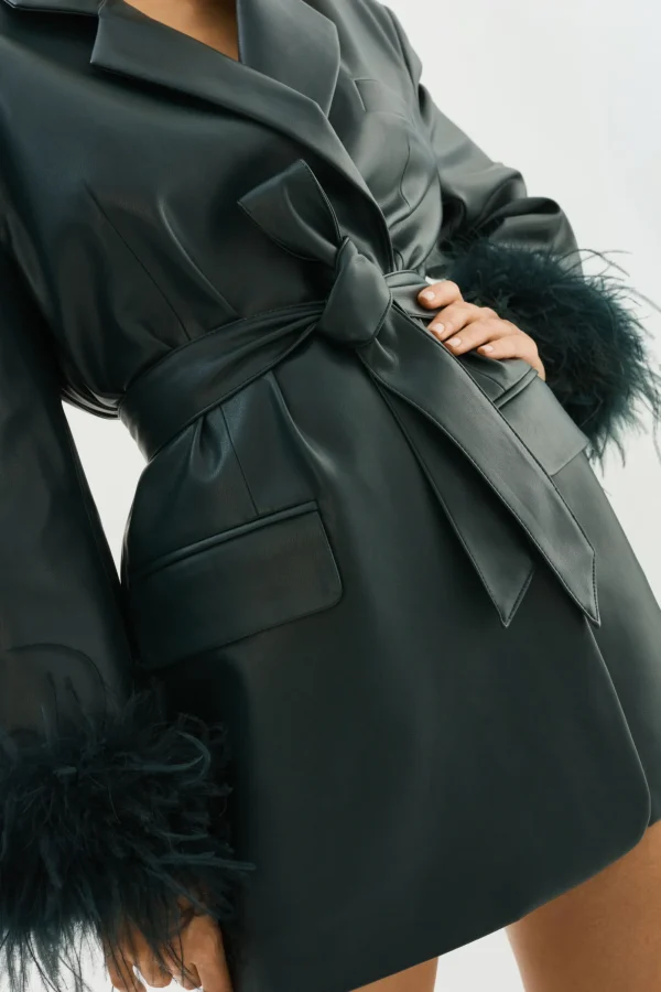 LAMARQUE Dresses | Coats&Jackets | GALIA | Feather Trim Blazer Dark Jade
