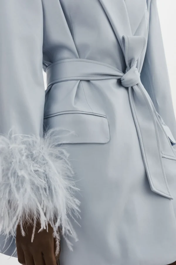 LAMARQUE Dresses | GALIA | Feather Trim Blazer Baby Blue