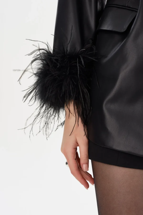 LAMARQUE Dresses | Coats&Jackets | GALIA | Feather Trim Blazer Black