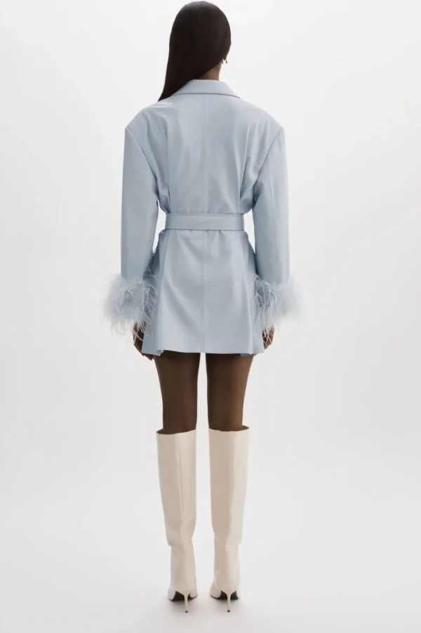 LAMARQUE Dresses | GALIA | Feather Trim Blazer Baby Blue