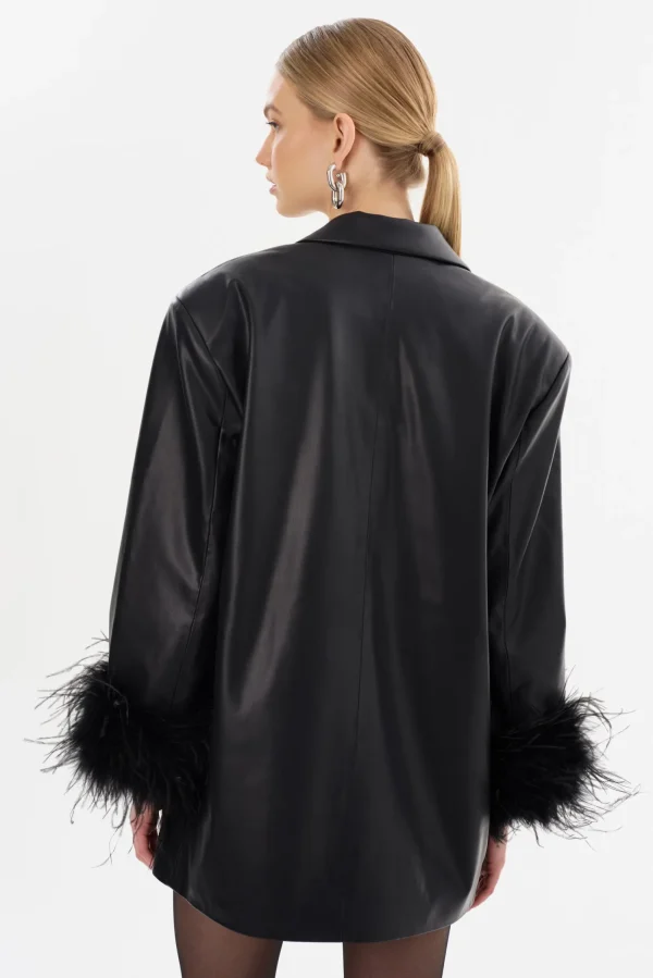 LAMARQUE Dresses | Coats&Jackets | GALIA | Feather Trim Blazer Black