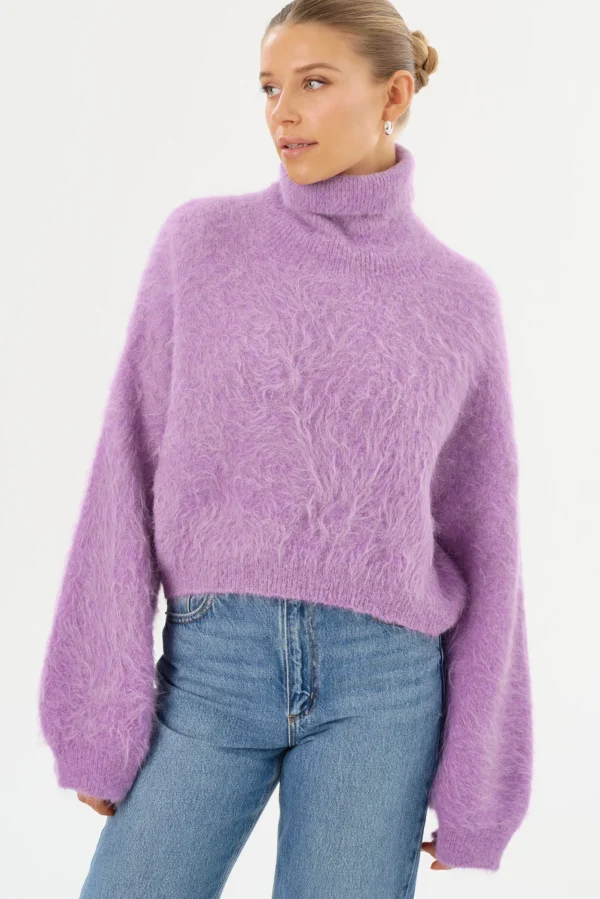 LAMARQUE Tops | GARCELLE | Wool Turtleneck Sweater Lavender Mauve