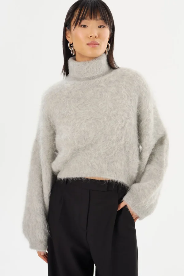 LAMARQUE Tops | GARCELLE | Wool Turtleneck Sweater Heather Grey
