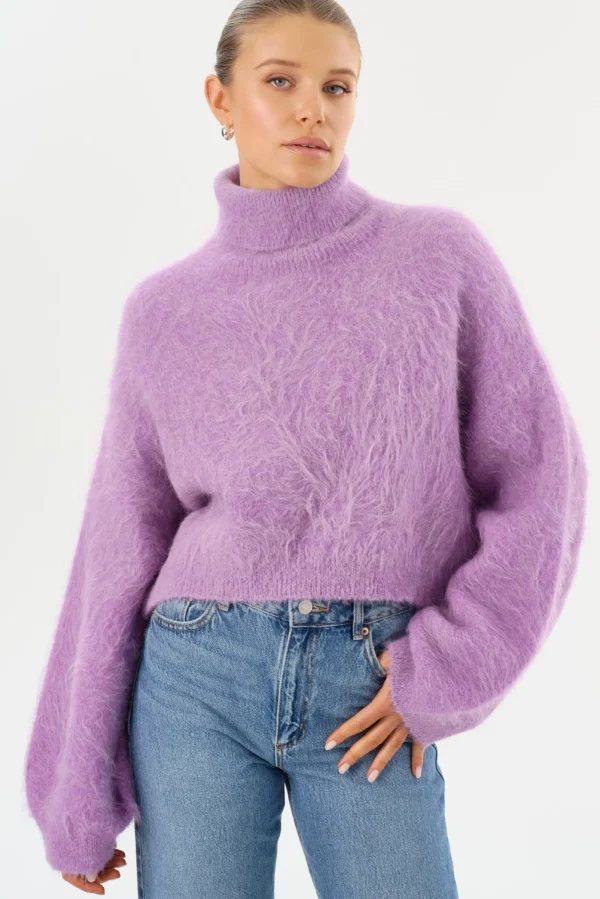 LAMARQUE Tops | GARCELLE | Wool Turtleneck Sweater Lavender Mauve