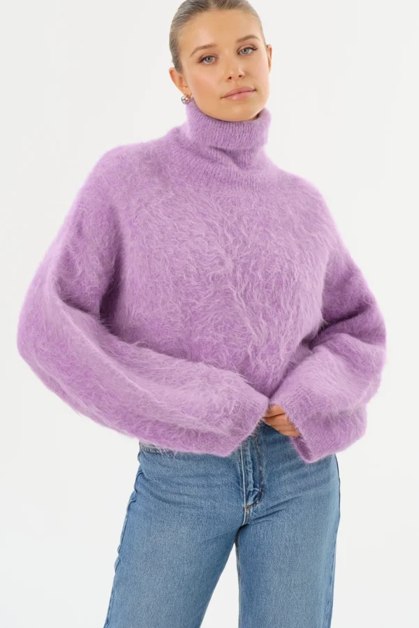 LAMARQUE Tops | GARCELLE | Wool Turtleneck Sweater Lavender Mauve