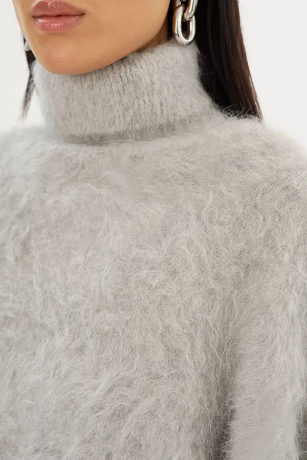 LAMARQUE Tops | GARCELLE | Wool Turtleneck Sweater Heather Grey