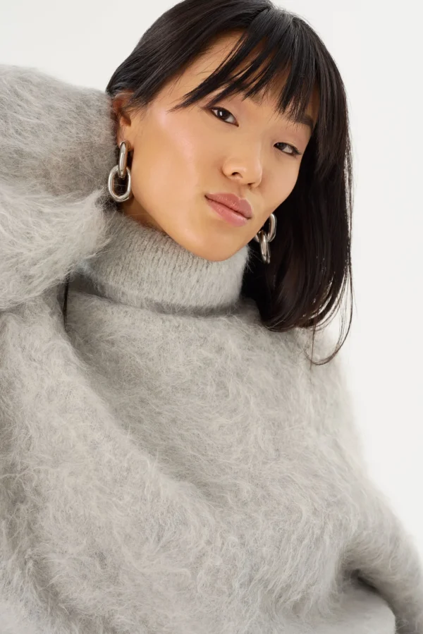 LAMARQUE Tops | GARCELLE | Wool Turtleneck Sweater Heather Grey