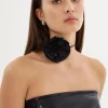 LAMARQUE Accessories | GEMMA | Leather Rosette Choker Black
