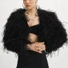 LAMARQUE Coats&Jackets | HALLIE | Ostrich Feather Jacket Black