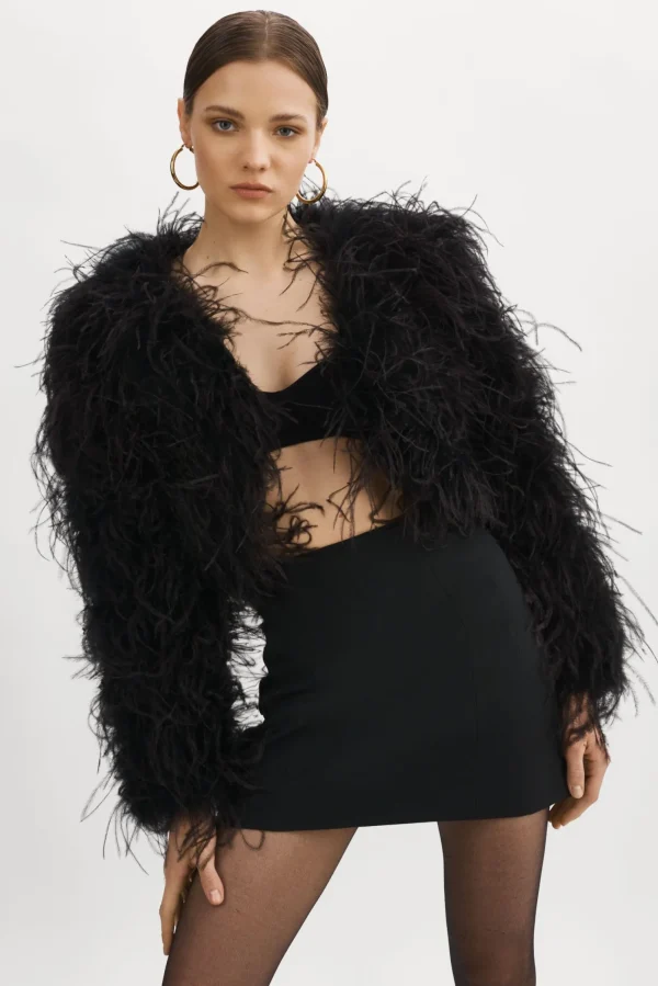 LAMARQUE Coats&Jackets | HALLIE | Ostrich Feather Jacket Black