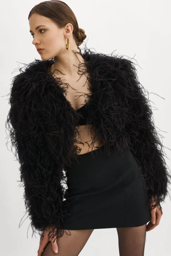 LAMARQUE Coats&Jackets | HALLIE | Ostrich Feather Jacket Black