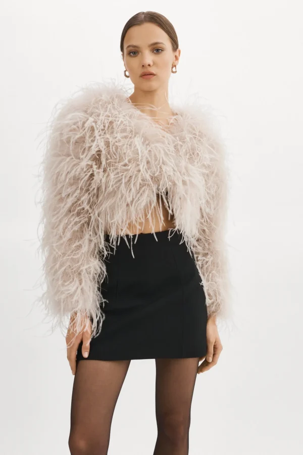 LAMARQUE Coats&Jackets | HALLIE | Ostrich Feather Jacket Feather Pink