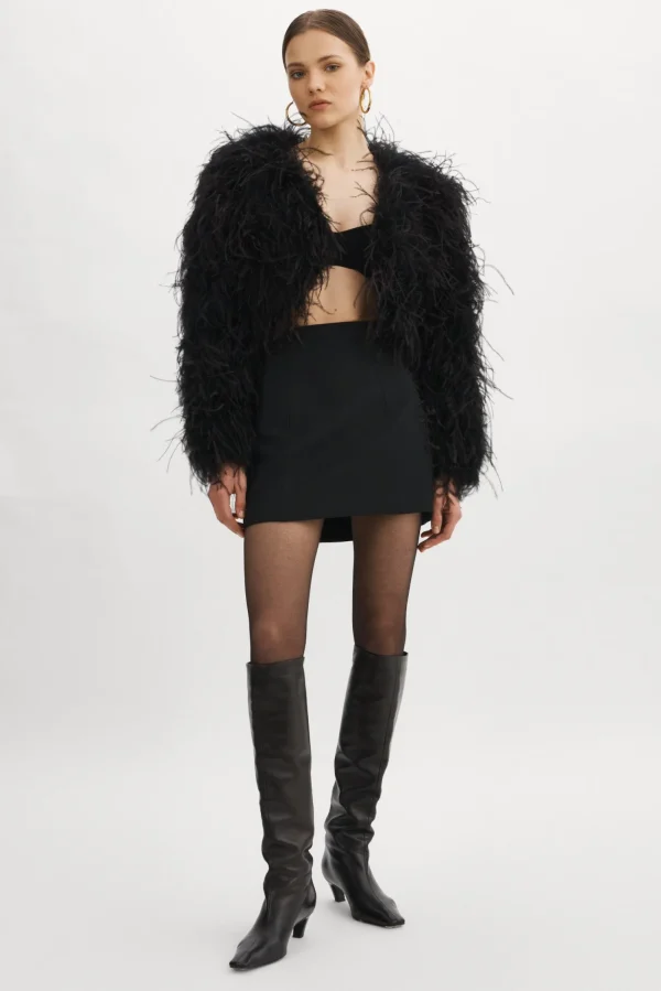 LAMARQUE Coats&Jackets | HALLIE | Ostrich Feather Jacket Black