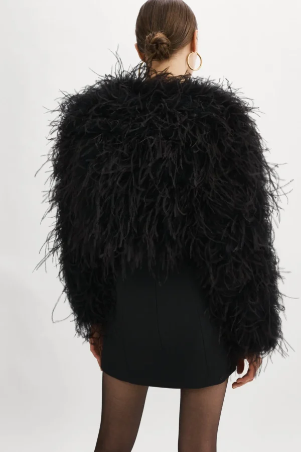 LAMARQUE Coats&Jackets | HALLIE | Ostrich Feather Jacket Black