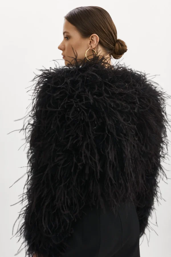LAMARQUE Coats&Jackets | HALLIE | Ostrich Feather Jacket Black