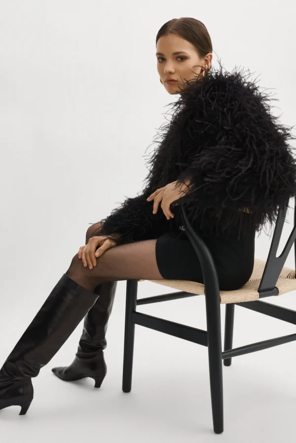 LAMARQUE Coats&Jackets | HALLIE | Ostrich Feather Jacket Black