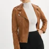 LAMARQUE Leather Jackets | HARPER | Fitted Leather Biker Jacket Luggage