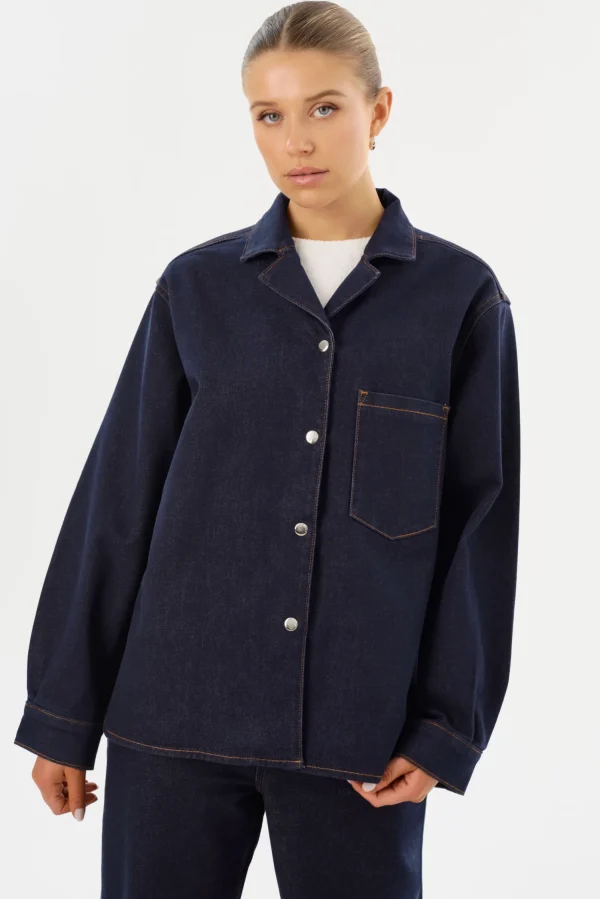 LAMARQUE Coats&Jackets | HAYA D | Denim Shacket Dark Indigo