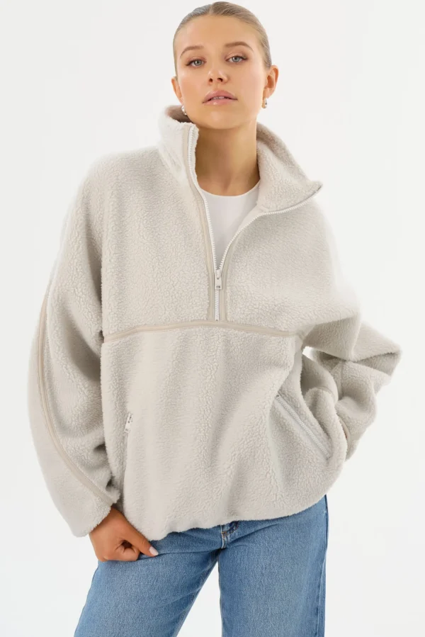 LAMARQUE Tops | HELSA | Polar Fleece Pullover Light Grey