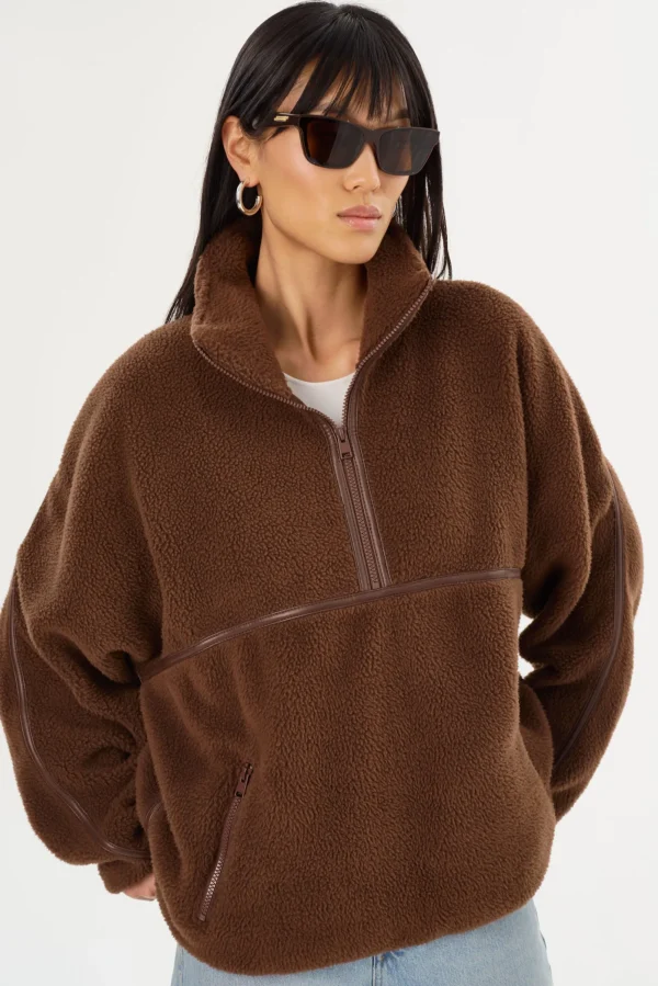 LAMARQUE Tops | HELSA | Polar Fleece Pullover Chestnut