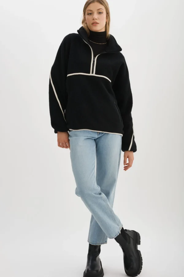 LAMARQUE Tops | HELSA | Polar Fleece Pullover Black/Ivory