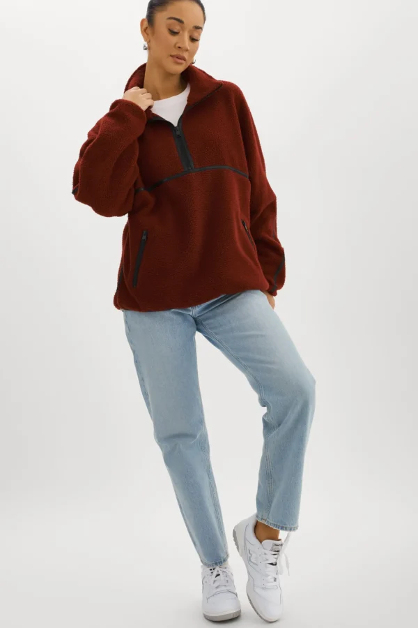 LAMARQUE Tops | HELSA | Polar Fleece Pullover Syrah