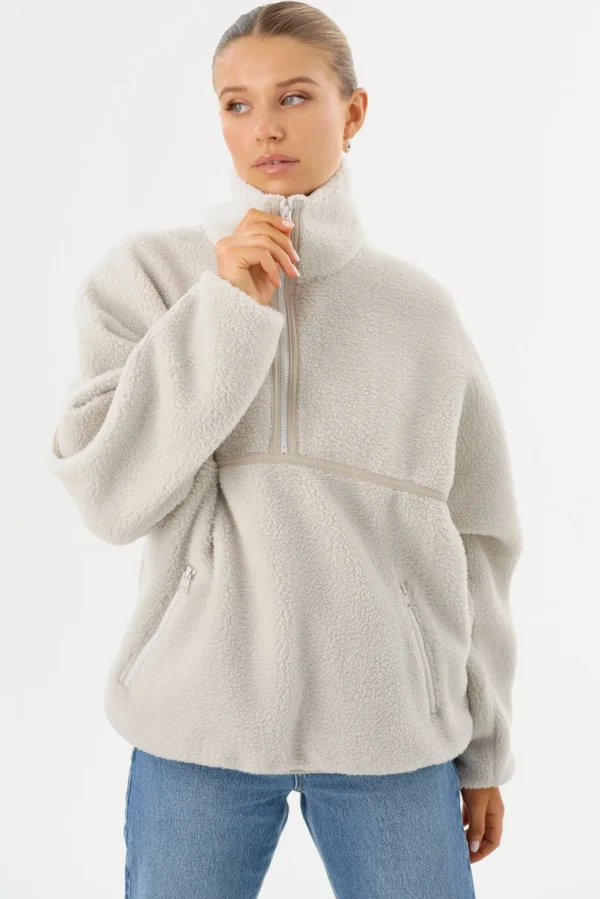 LAMARQUE Tops | HELSA | Polar Fleece Pullover Light Grey