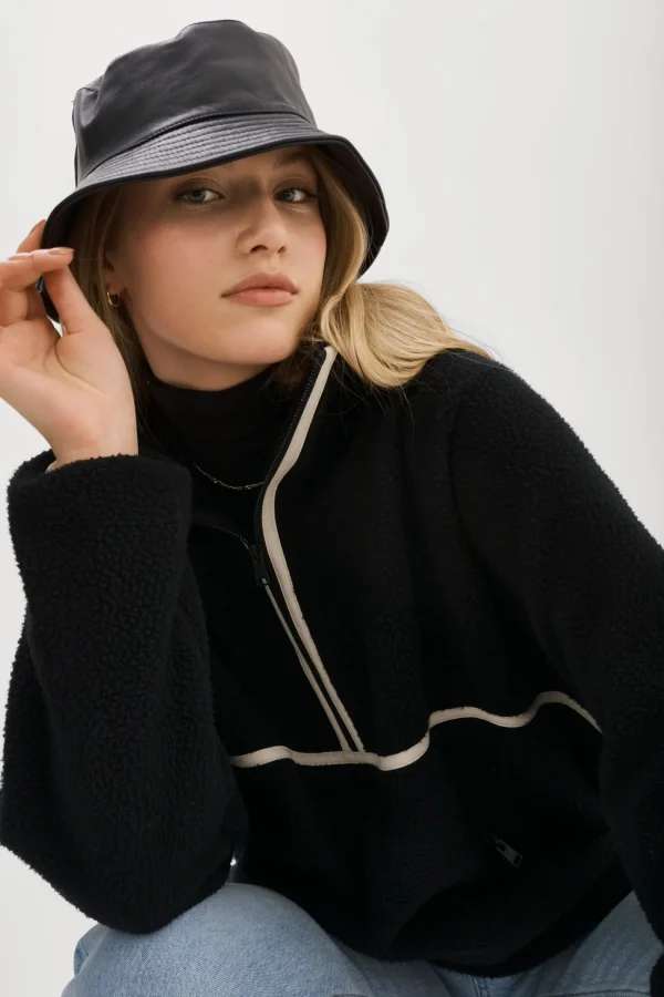 LAMARQUE Tops | HELSA | Polar Fleece Pullover Black/Ivory