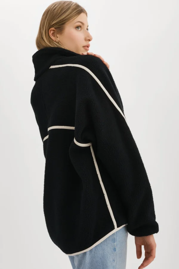 LAMARQUE Tops | HELSA | Polar Fleece Pullover Black/Ivory