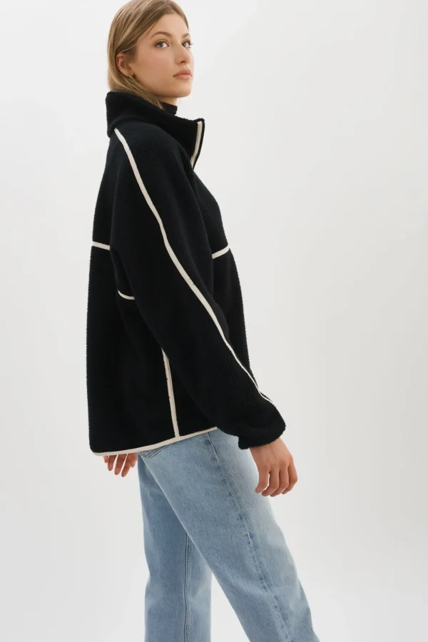 LAMARQUE Tops | HELSA | Polar Fleece Pullover Black/Ivory