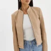 LAMARQUE Leather Jackets | HIRA | Fitted Leather Jacket Distressed Wheat