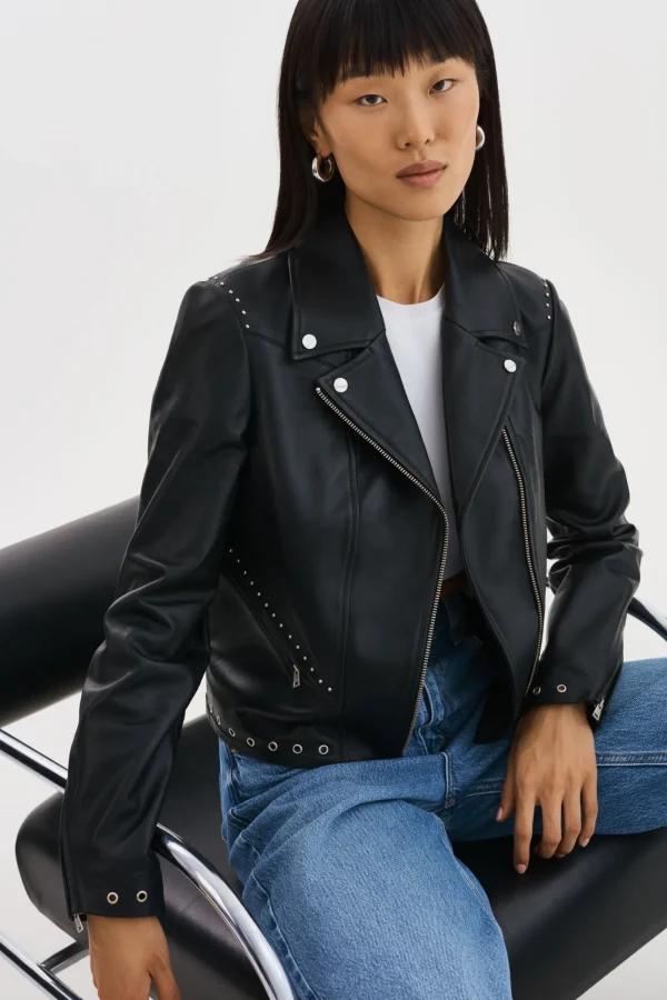 LAMARQUE Leather Jackets | IDETTA | Leather Biker Jacket Black