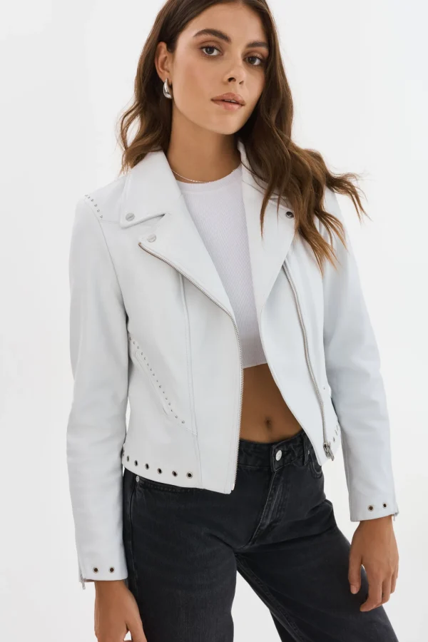 LAMARQUE Leather Jackets | IDETTA | Leather Biker Jacket White