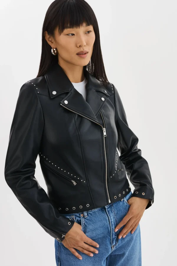 LAMARQUE Leather Jackets | IDETTA | Leather Biker Jacket Black