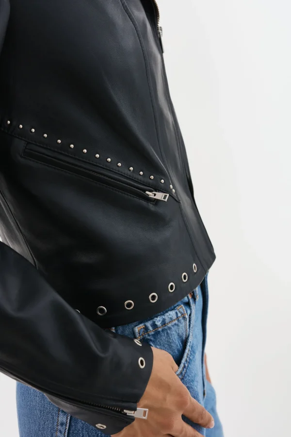 LAMARQUE Leather Jackets | IDETTA | Leather Biker Jacket Black