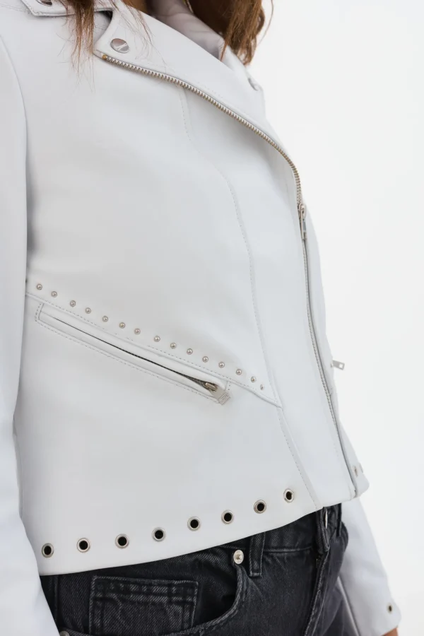 LAMARQUE Leather Jackets | IDETTA | Leather Biker Jacket White