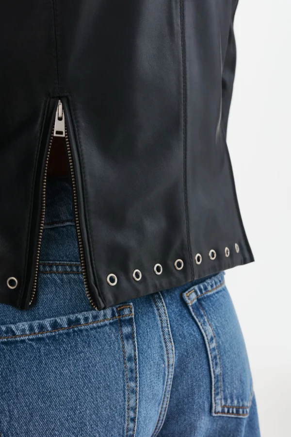 LAMARQUE Leather Jackets | IDETTA | Leather Biker Jacket Black