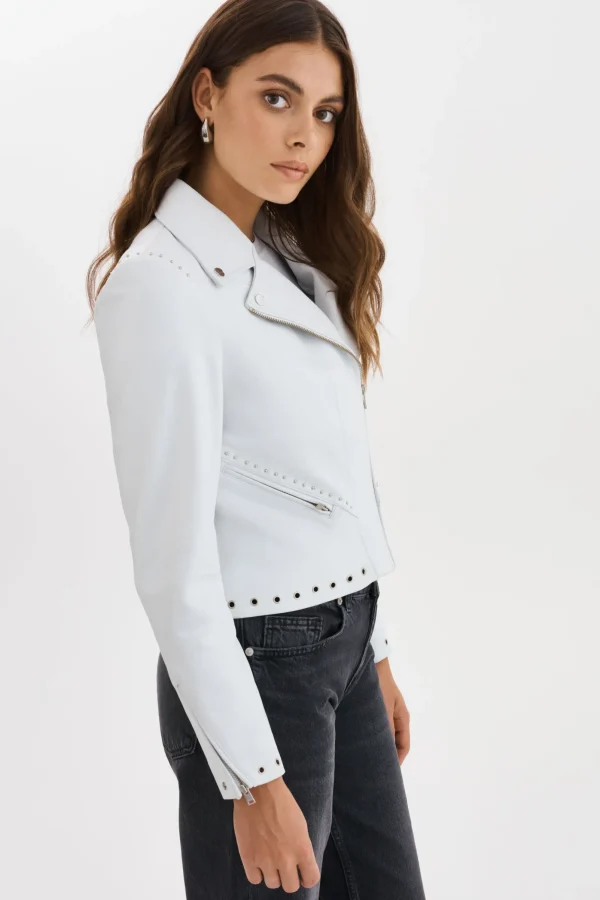 LAMARQUE Leather Jackets | IDETTA | Leather Biker Jacket White