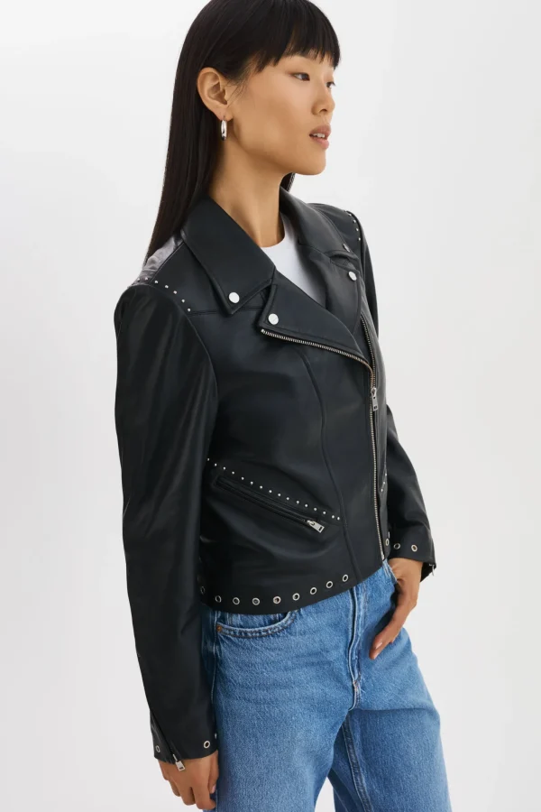 LAMARQUE Leather Jackets | IDETTA | Leather Biker Jacket Black