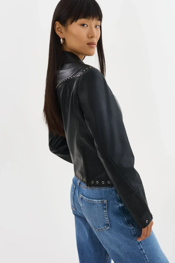 LAMARQUE Leather Jackets | IDETTA | Leather Biker Jacket Black