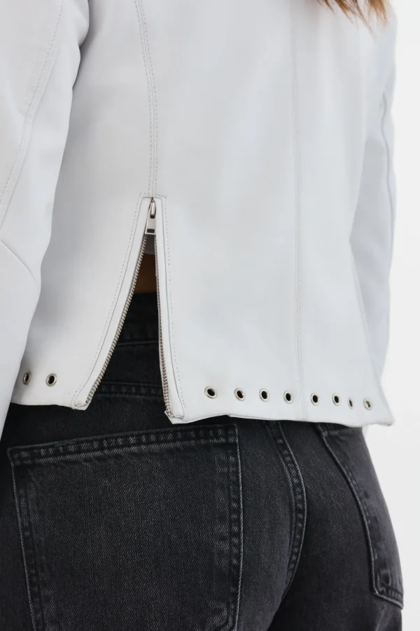 LAMARQUE Leather Jackets | IDETTA | Leather Biker Jacket White