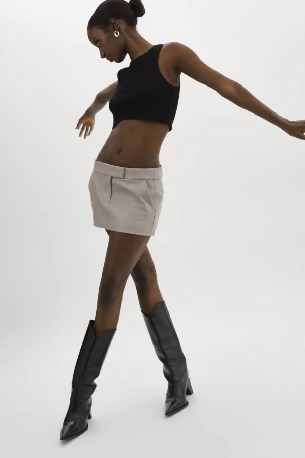 LAMARQUE Skirts | INAYA | Leather Micro Mini Skirt Ash Grey