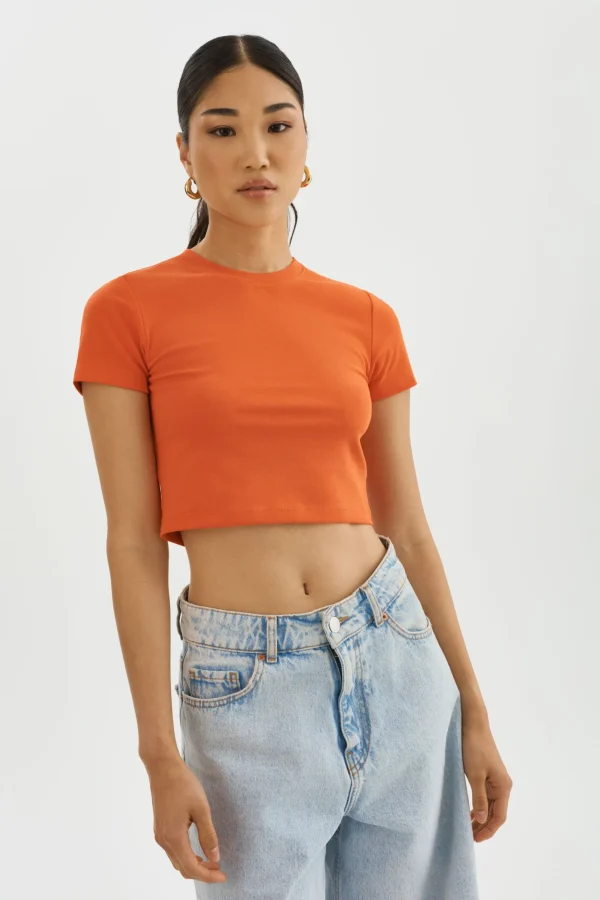 LAMARQUE Tops | INGA | Cropped T-Shirt Spicy Orange