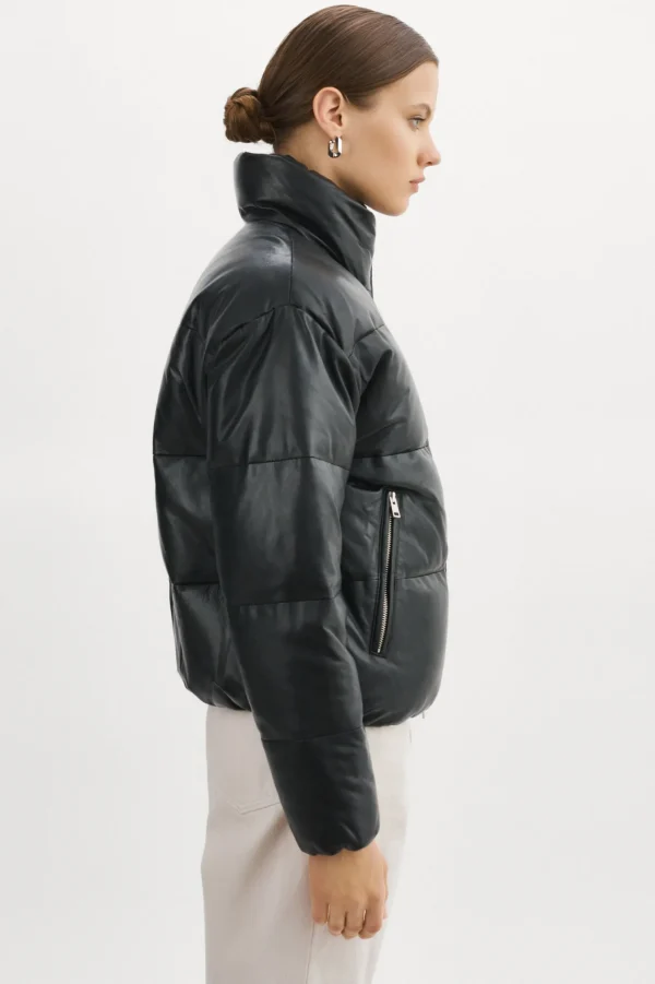 LAMARQUE Coats&Jackets | Leather Jackets | IRIS Leather Puffer Jacket Black