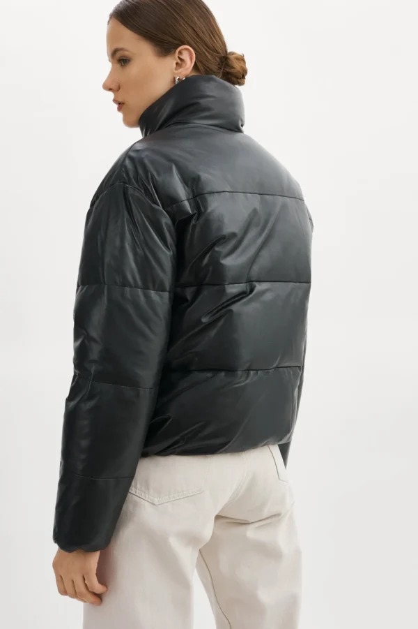 LAMARQUE Coats&Jackets | Leather Jackets | IRIS Leather Puffer Jacket Black