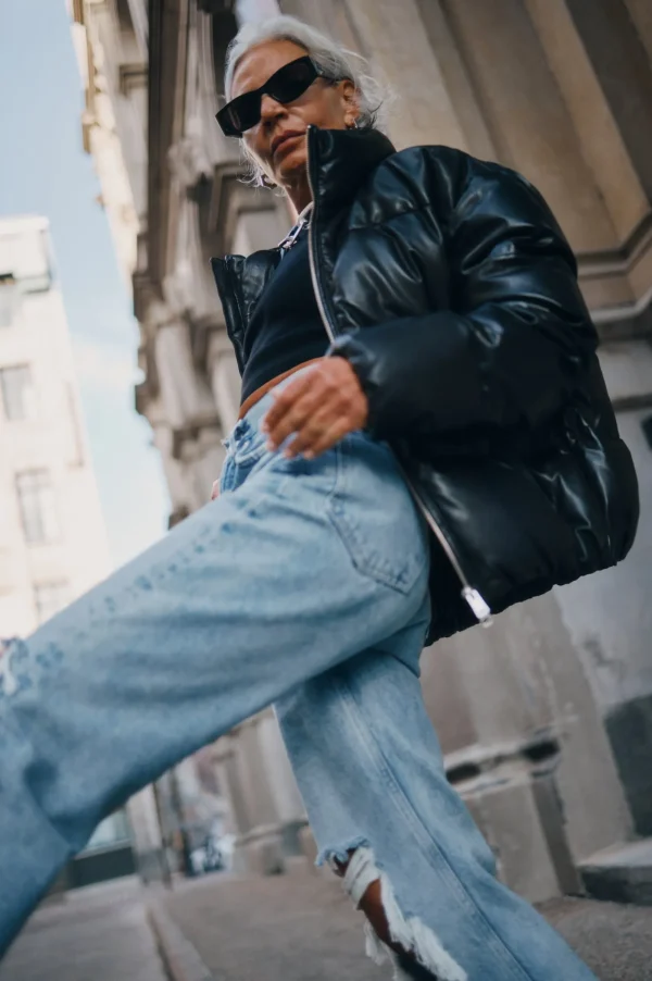 LAMARQUE Coats&Jackets | Leather Jackets | IRIS Leather Puffer Jacket Black