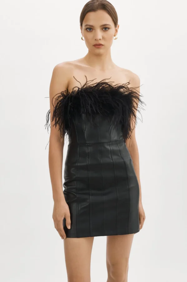 LAMARQUE Dresses | JACINDA | Leather Bustier Dress Black