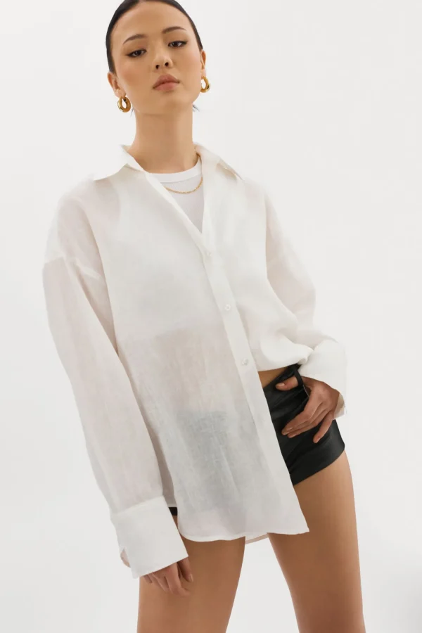 LAMARQUE Tops | JADA | Oversized Linen Shirt White