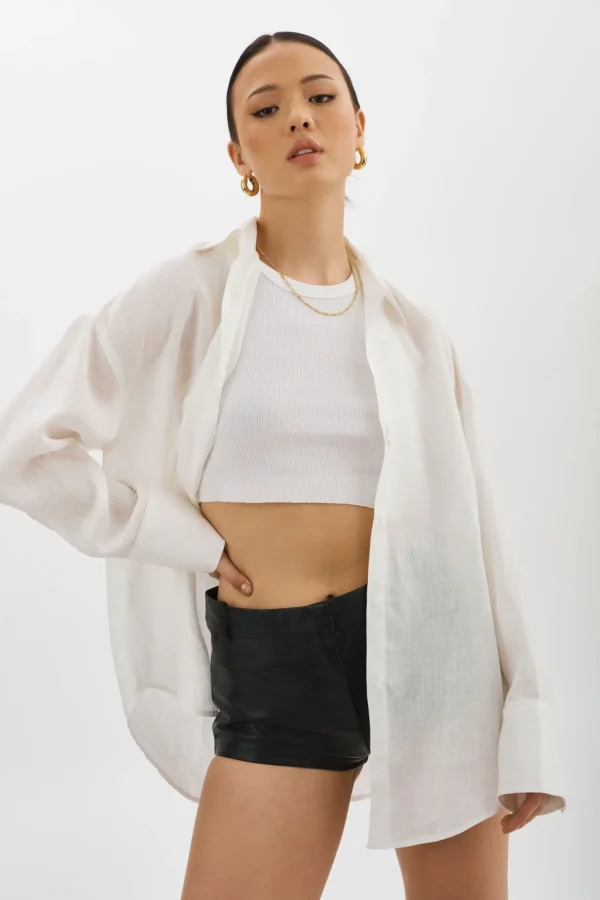 LAMARQUE Tops | JADA | Oversized Linen Shirt White