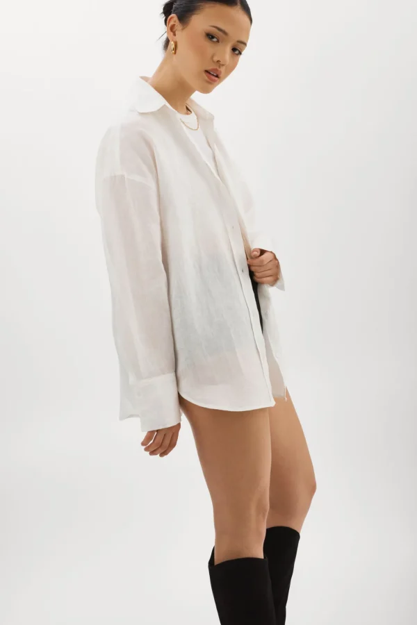 LAMARQUE Tops | JADA | Oversized Linen Shirt White
